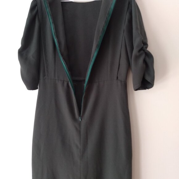 Amish Mennonite Cape Dress 38"B 30"W Handmade Modest Dark Green Fishtail Bottom - Picture 13 of 14